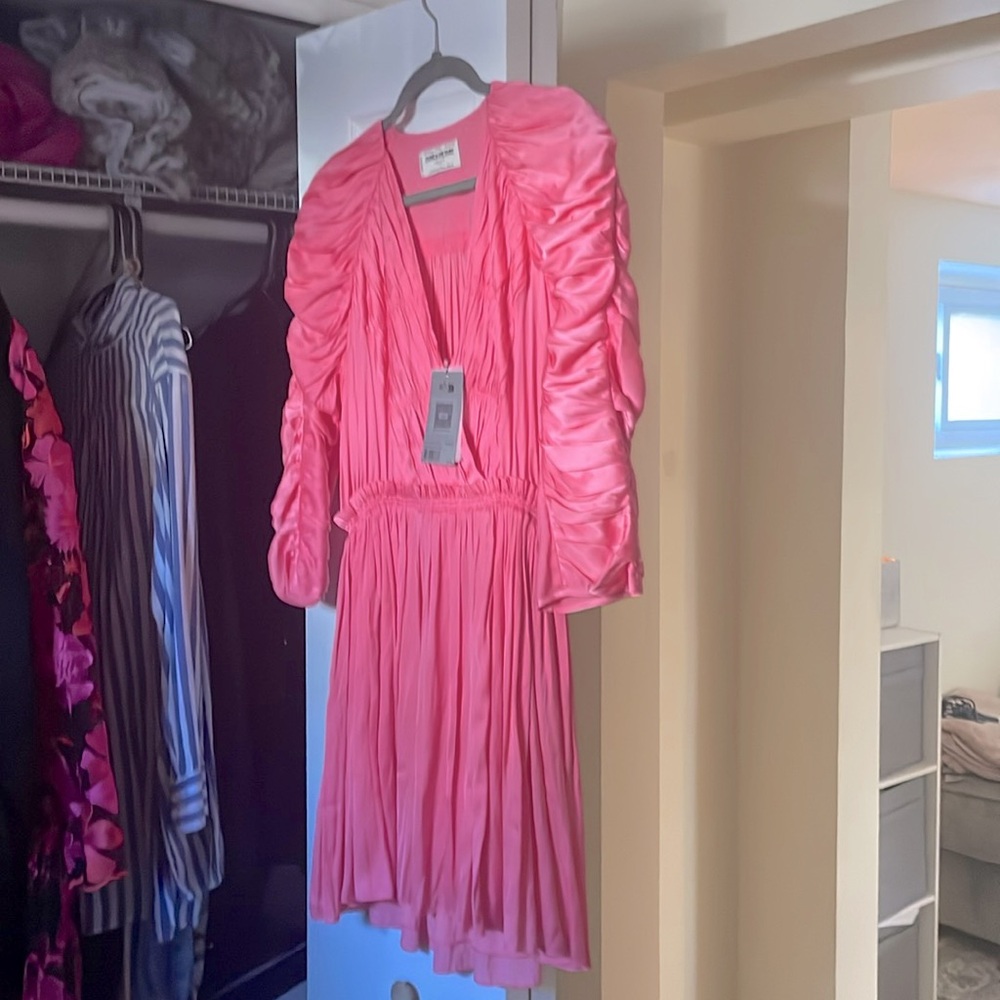 Size L designer dress PINK long sleeve